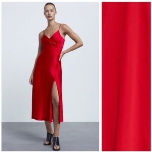 NWT Zara red satin dress